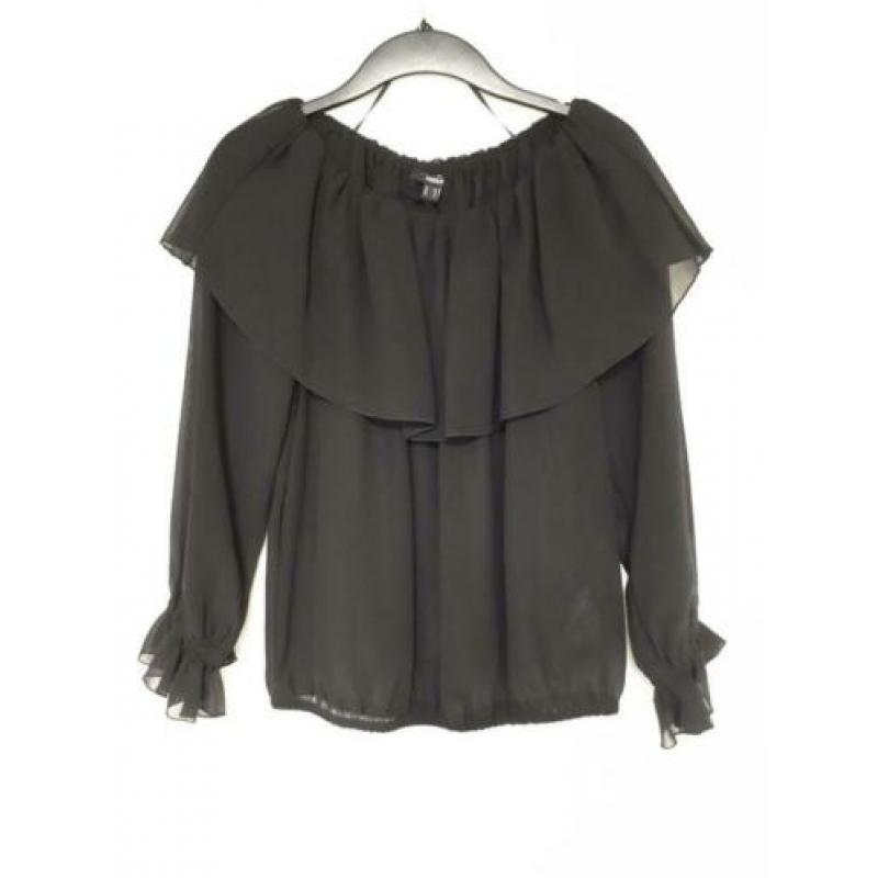 Mexx zwarte transparante blouse maat 40