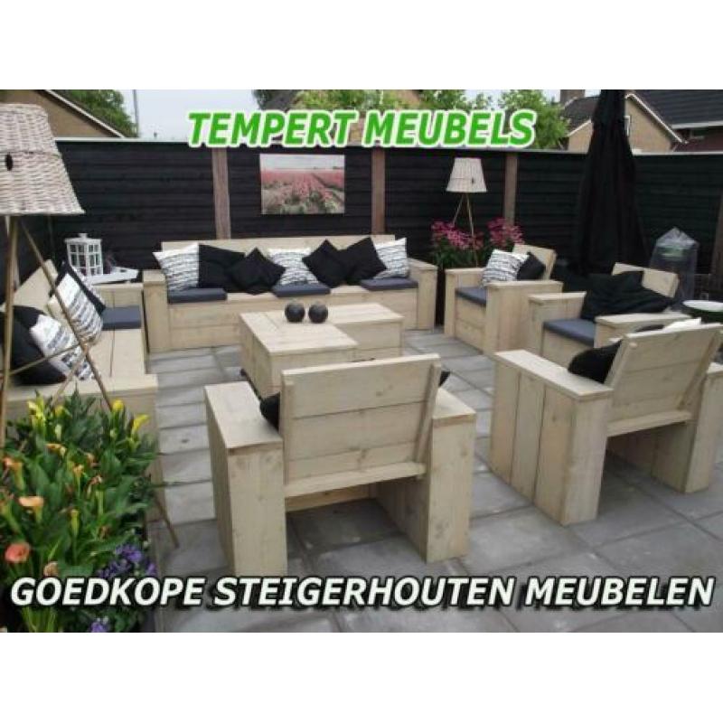 Strakke Loungebank / Robuuste uitstraling / Steigerhout.