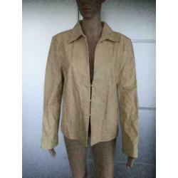 D322 Blacky Dress maat 42=L beige echt-leren jasje blazer