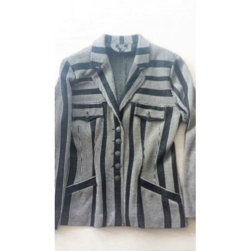 ML COLLECTIONS lang zwart beige gestreept colbert, mt 38