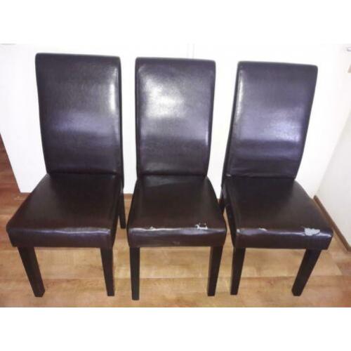 Leren eetkamerstoelen 3 stuks of per stuk