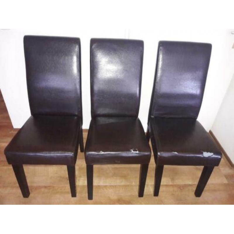Leren eetkamerstoelen 3 stuks of per stuk