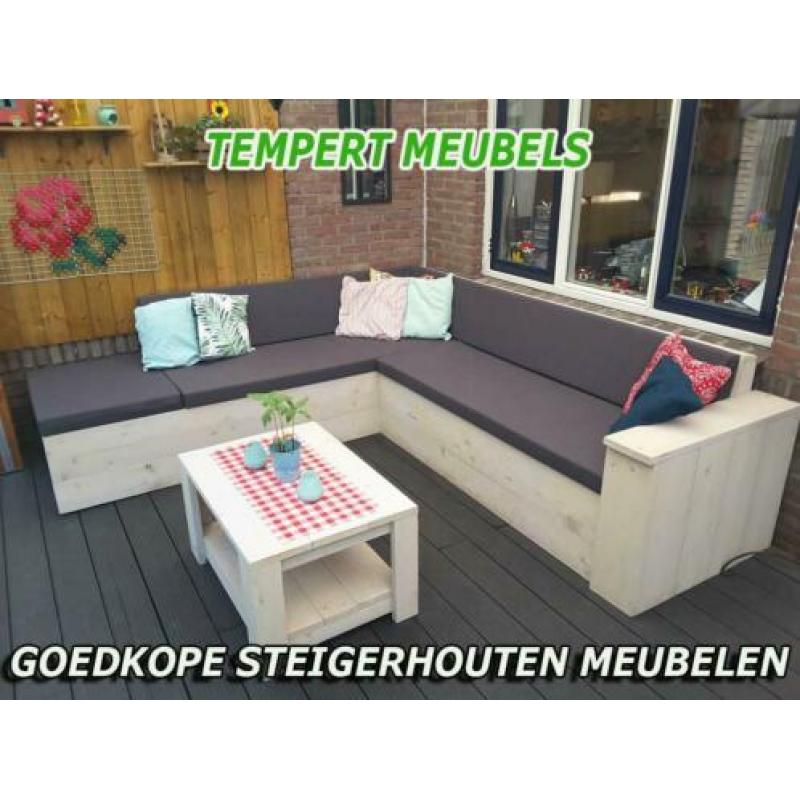 Strakke Loungebank / Robuuste uitstraling / Steigerhout.
