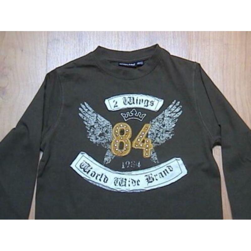 UNLOCKED stoer groen / bruine longsleeve met opdruk ZGAN