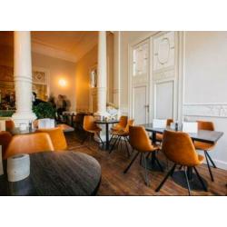 Franky | Stoel | Duchbone | PU cognac en zwart | Of velvet