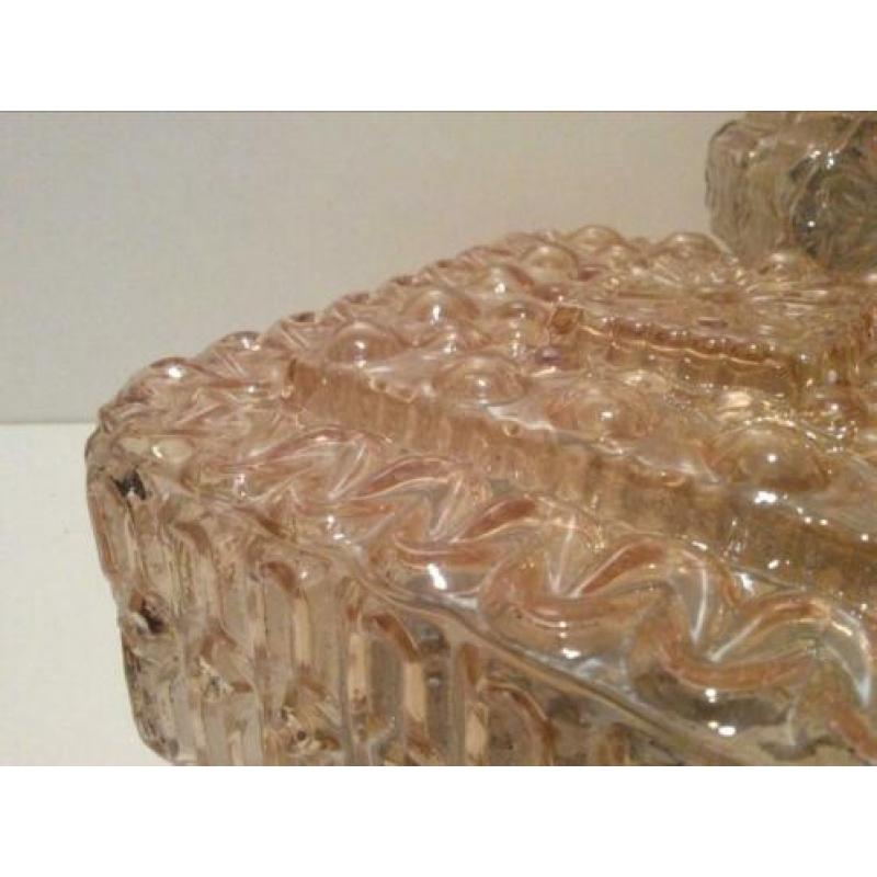 PA2 vintage goud amber gekleurde vierkante plafondlamp glas