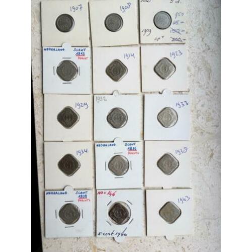 Complete serie stuivers 1907-1943 incl schaarse 1909 en 1933