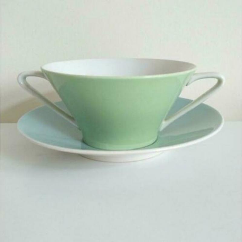 Vintage Daisy Lilien Porzellan soepkopjes servies