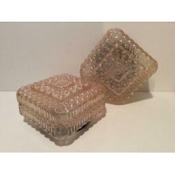 PA2 vintage goud amber gekleurde vierkante plafondlamp glas