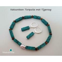 Nieuw ** Natuursteen Armband met Oorbellen Dalmatier Setje