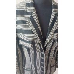 ML COLLECTIONS lang zwart beige gestreept colbert, mt 38