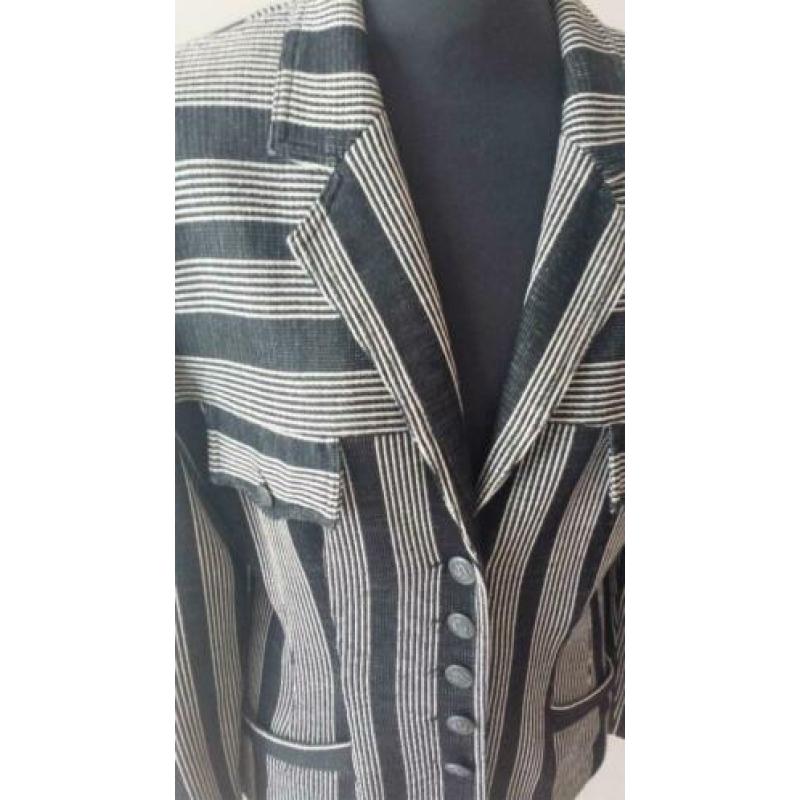 ML COLLECTIONS lang zwart beige gestreept colbert, mt 38