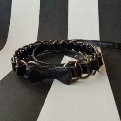 Tailleriem Giovane. 90 cm. Zwart met strik.