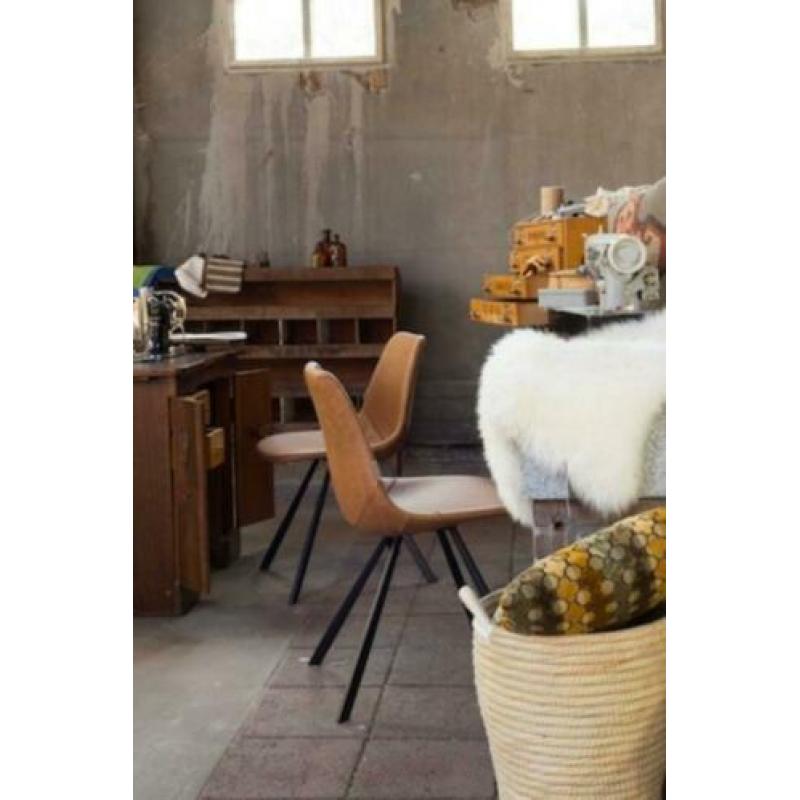 Franky | Stoel | Duchbone | PU cognac en zwart | Of velvet