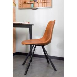Franky | Stoel | Duchbone | PU cognac en zwart | Of velvet