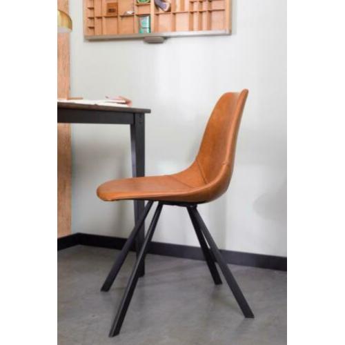 Franky | Stoel | Duchbone | PU cognac en zwart | Of velvet