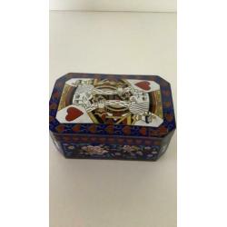 Vintage kaartendoos voor 2 sets speelkaarten 10x 6,5 cm,