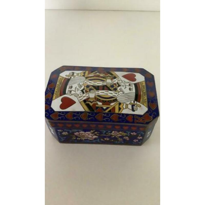 Vintage kaartendoos voor 2 sets speelkaarten 10x 6,5 cm,