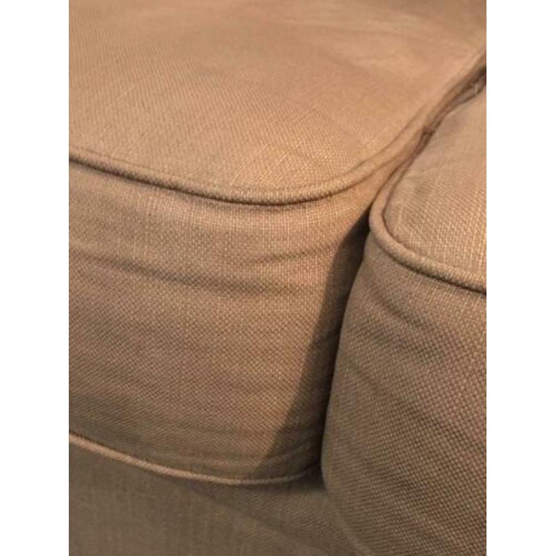 Linnen 3 persoons bank Goossens Njoy taupe bruin naturel
