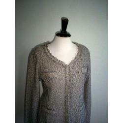 katoenen bouclé MONARI vest / jasje mt. 38 met franjes