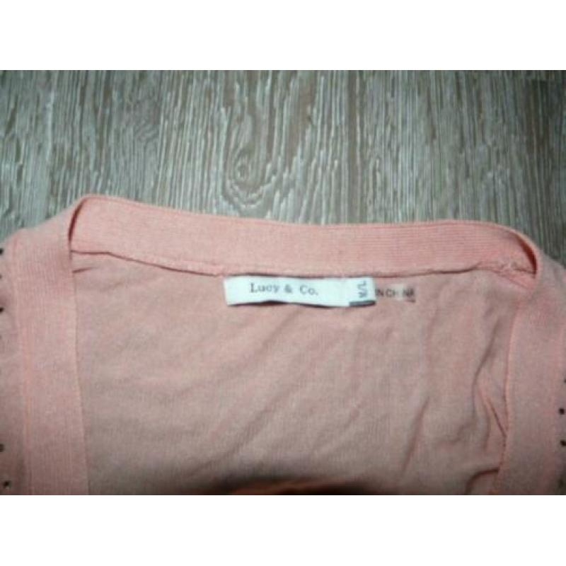 prachtig zalmroze strass vestje vest top Lucy & Co M L 40 42