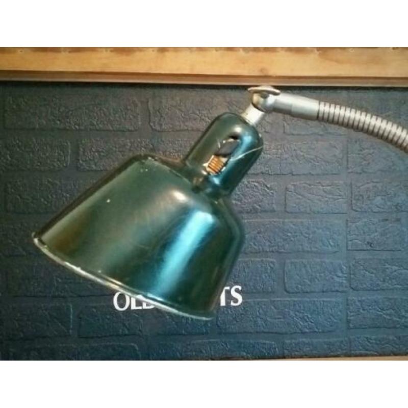 Vintage industriele jaren 30 gooseneck klemlamp