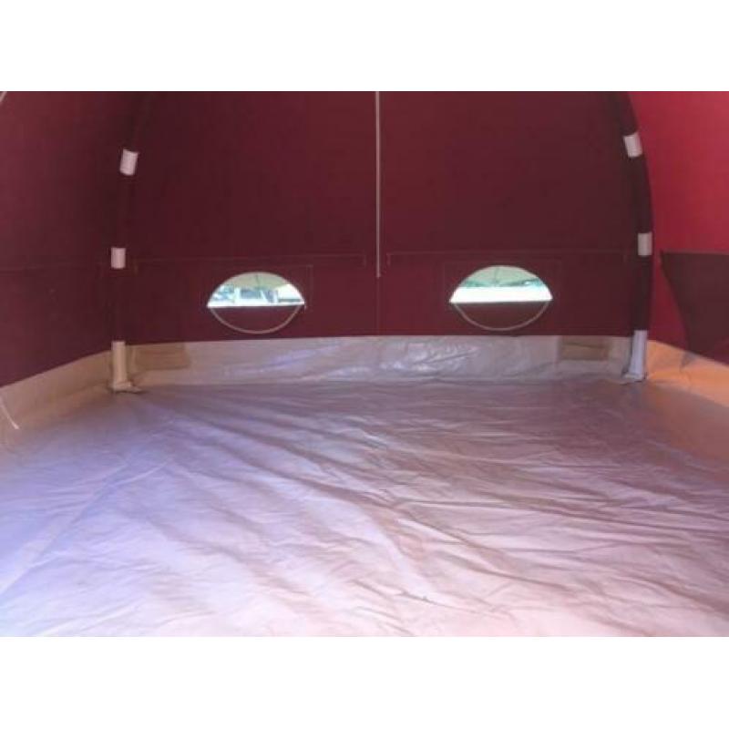 Prachtige,stabiele Karstentent, 300x300 bordeauxrood/beige