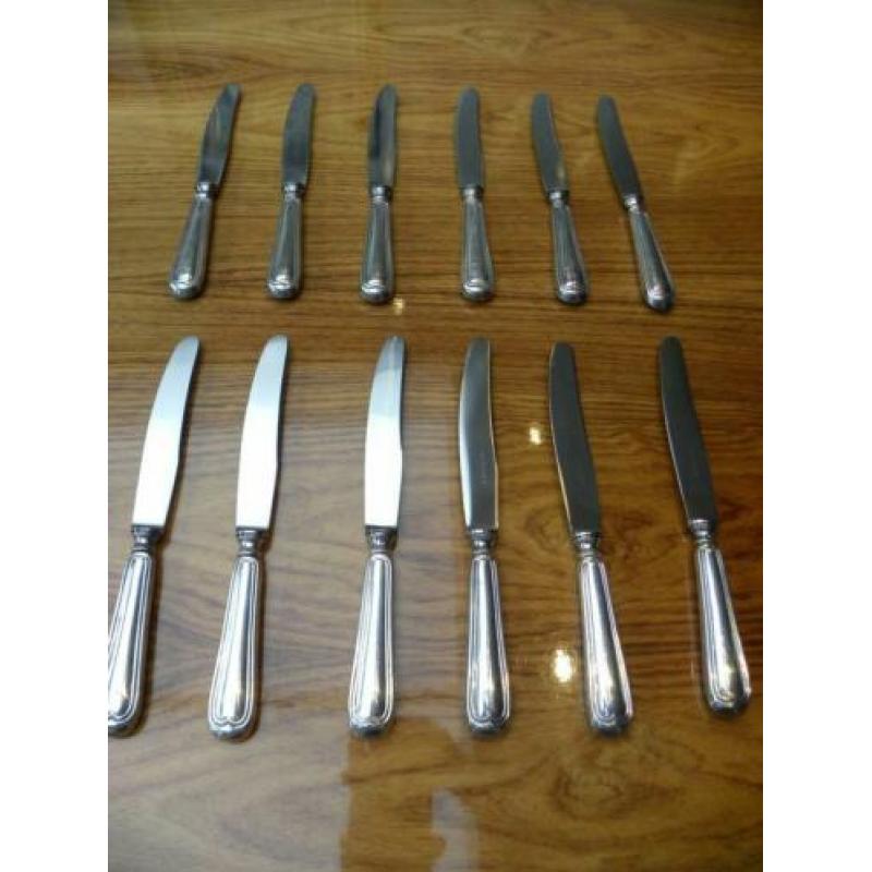 Art deco messenset verzilverd/12persoons