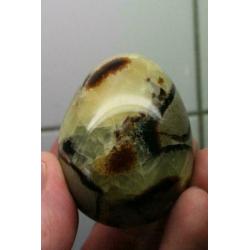 3 Mooie Steen-eieren, SEPTARIA-AMETHYST-VERSTEEND HOUT