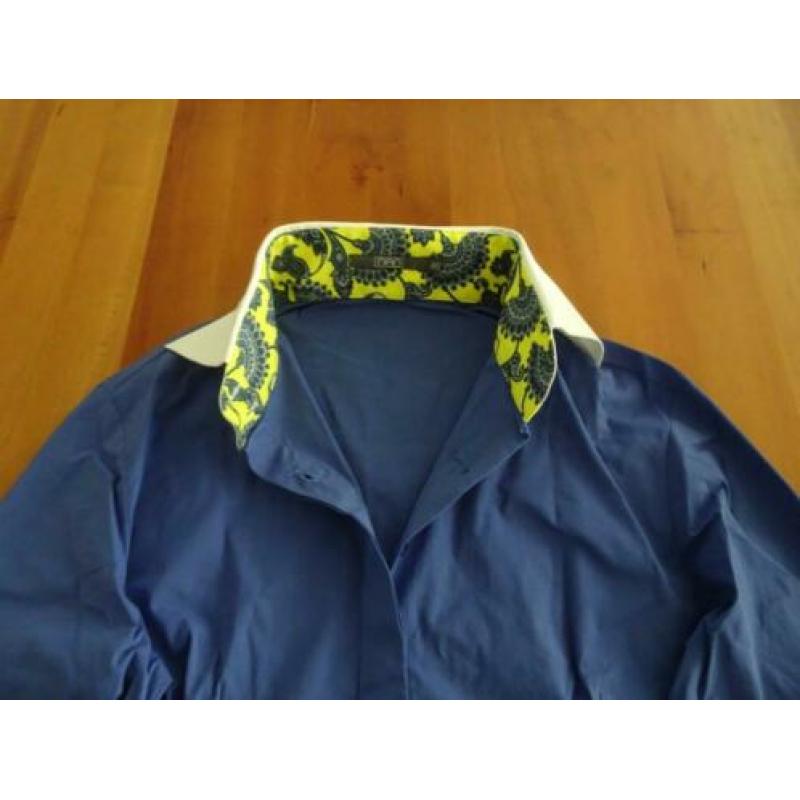 NAN kobalt blauwe blouse met geel en wit afgezet