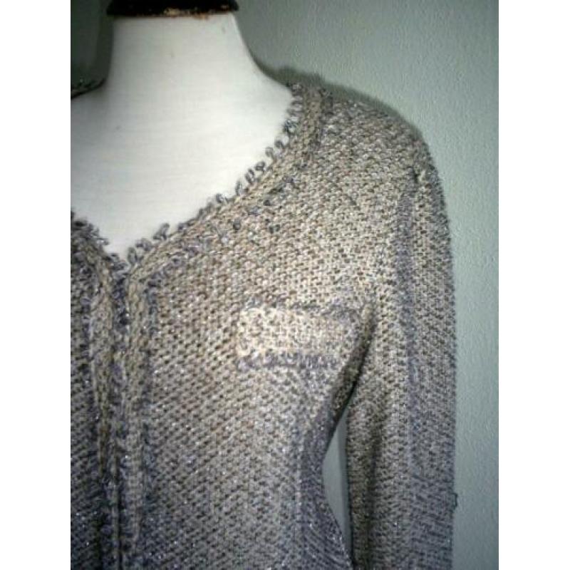katoenen bouclé MONARI vest / jasje mt. 38 met franjes
