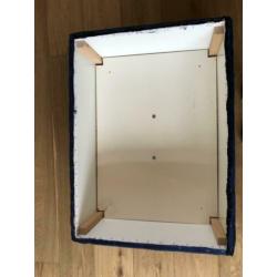 Ektorp poef bekleed met blauw suedine
