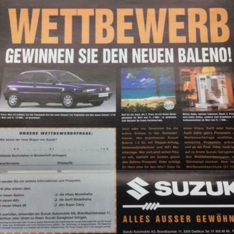 Autofolder/Brochure Suzuki Die Zukunft Fahrt Ein 1995 8 pagi