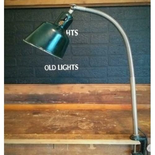 Vintage industriele jaren 30 gooseneck klemlamp