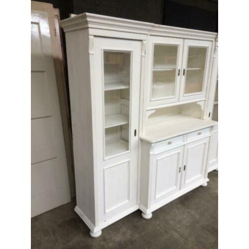 Antieke 4 delige keukenkast/woonkamer kast, wit vintage