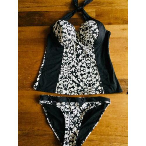 Ocean Club Tankini 34 top 42 zwart wit zgan