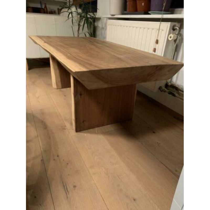 Boomstam salontafel/ Suare hout 131 x 66 x 45cm
