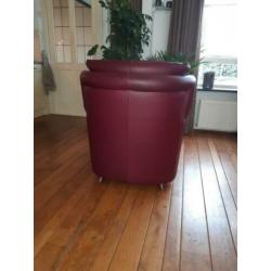 Leolux fauleuil/stoel rood leer