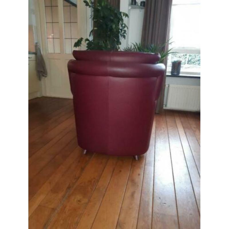 Leolux fauleuil/stoel rood leer