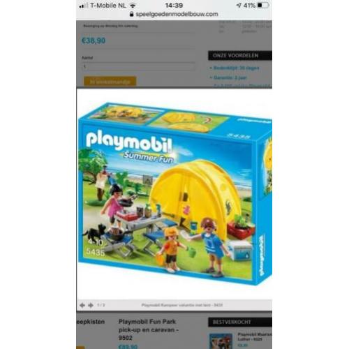 Playmobiel kampeer vakantie met tent