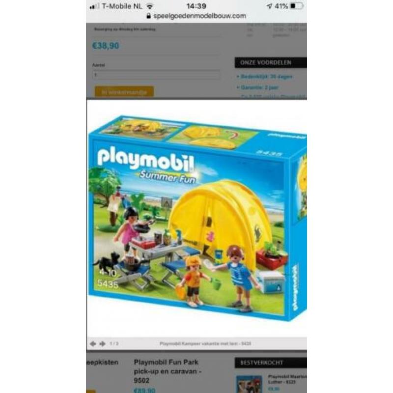 Playmobiel kampeer vakantie met tent