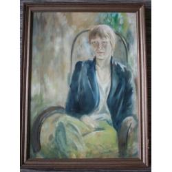 Fraai portret van Ben van Doorn uit 1983, olieverf board.