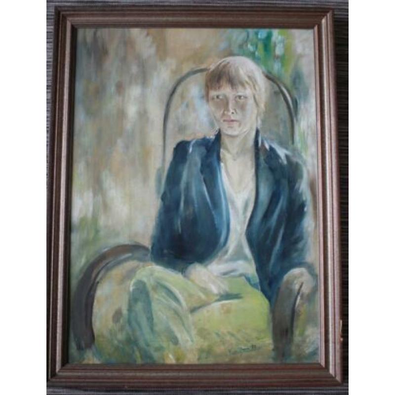 Fraai portret van Ben van Doorn uit 1983, olieverf board.