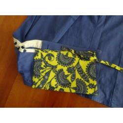 NAN kobalt blauwe blouse met geel en wit afgezet