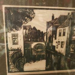 Potloot schilderij van Binnengracht Utrecht zie foto's 34x40