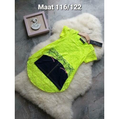 Maat 116/122 NIEUW Meisjes Jurk Achterkant Valt Langer