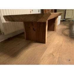 Boomstam salontafel/ Suare hout 131 x 66 x 45cm