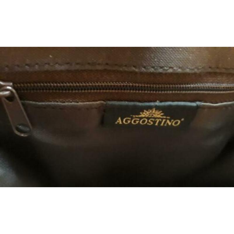 Aggostino imitatie kroko leren bruine tas schoudertas