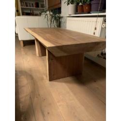 Boomstam salontafel/ Suare hout 131 x 66 x 45cm