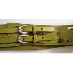 Dames leren riem met bloemen design - Maat 95